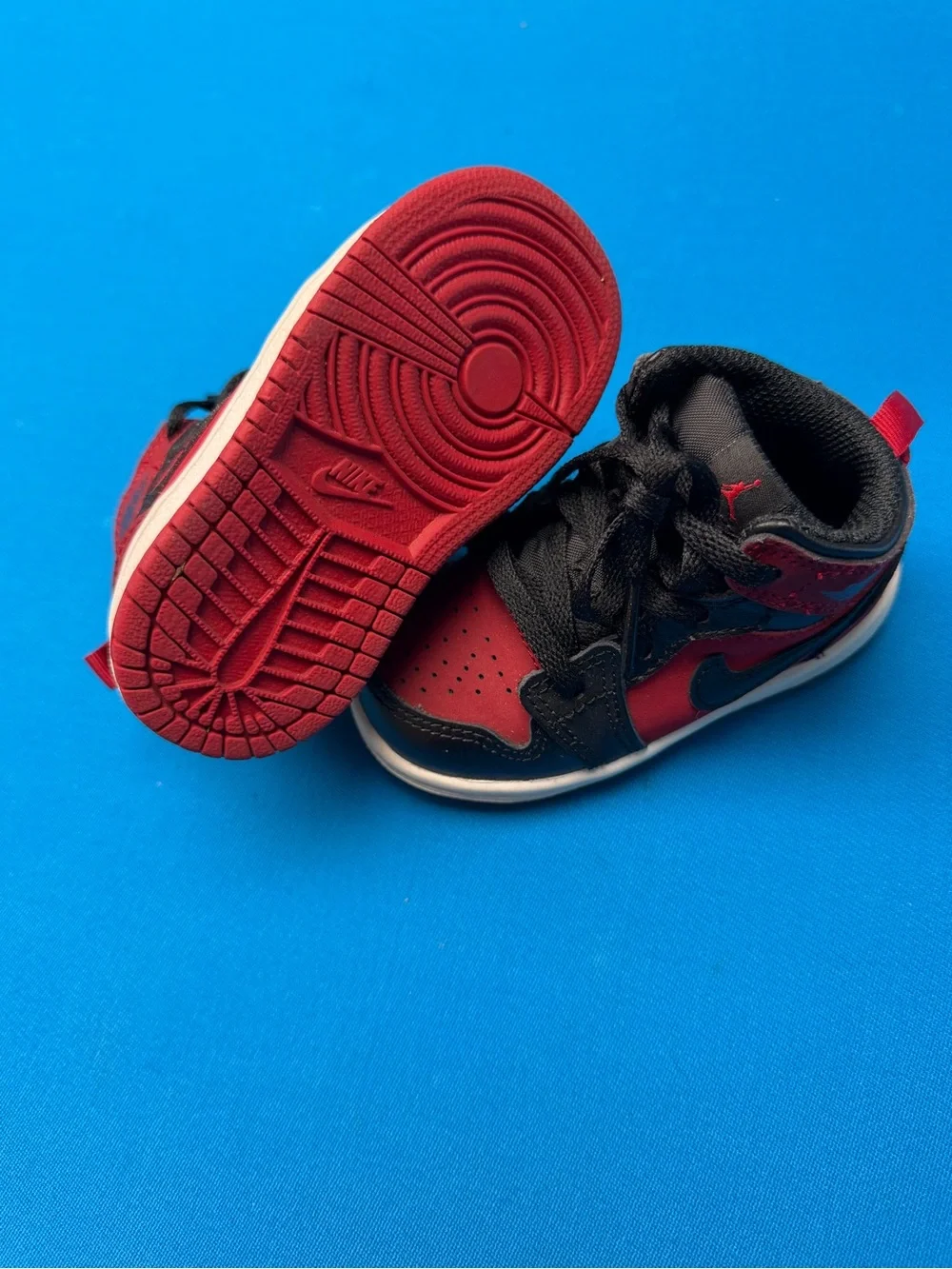 Kids Red and Black High-Top Jordans